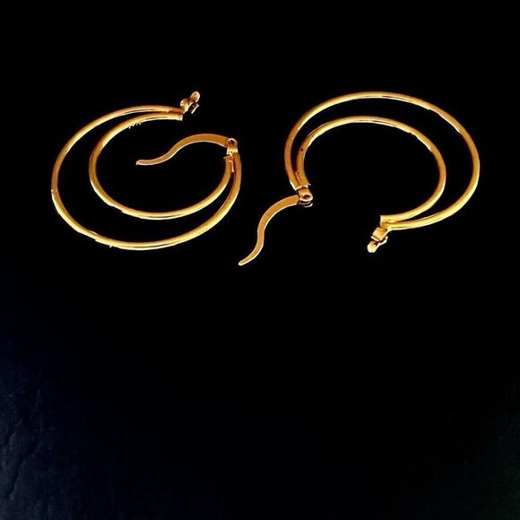 BBH Gold Vermeil Double Hoop Earringd - Picture 7 of 10